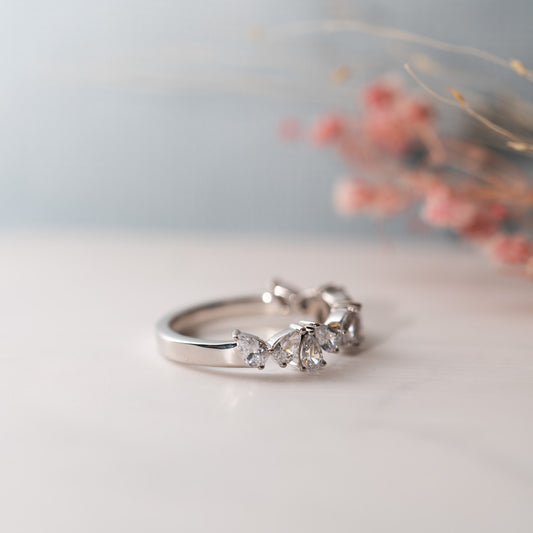 The Alba Ring | Lab Diamond Pear Cut Floral Band