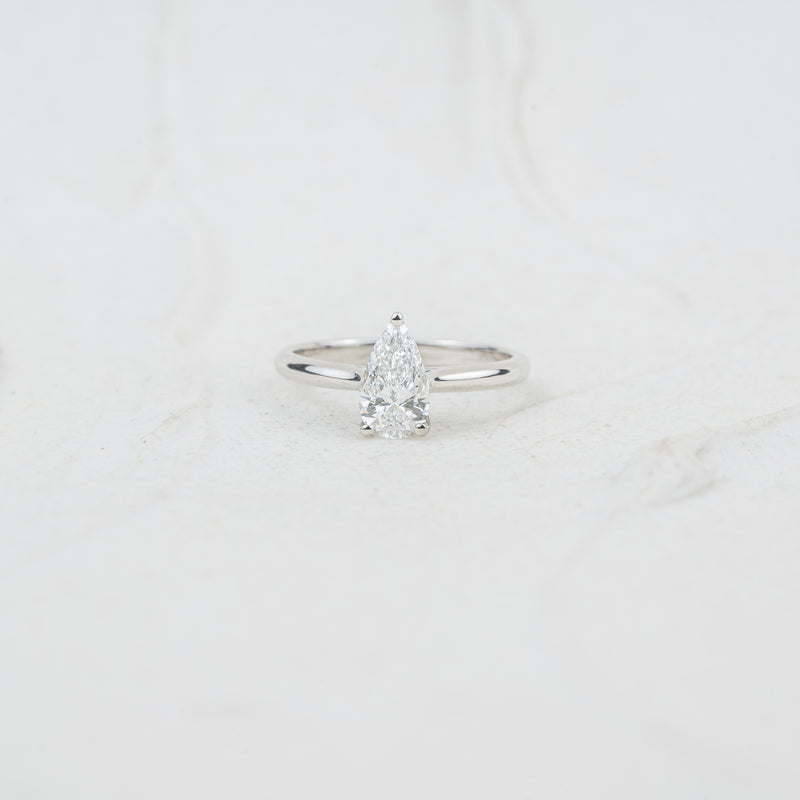 The Ali | Pear Cut Lab Diamond Dainty Solitaire Engagement Ring