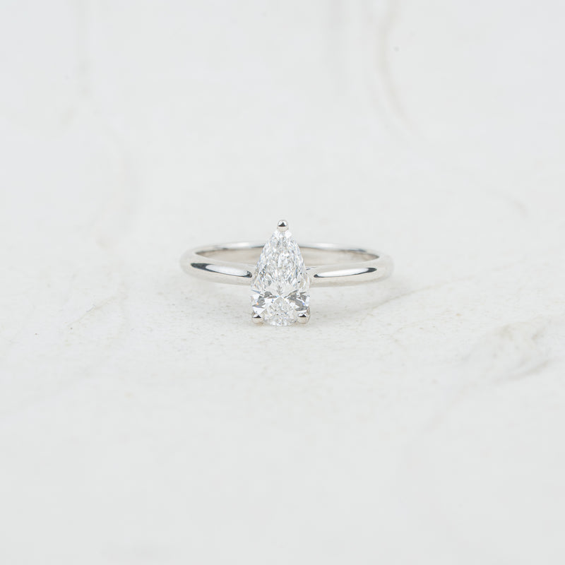 The Ali | Pear Cut Lab Diamond Dainty Solitaire Engagement Ring