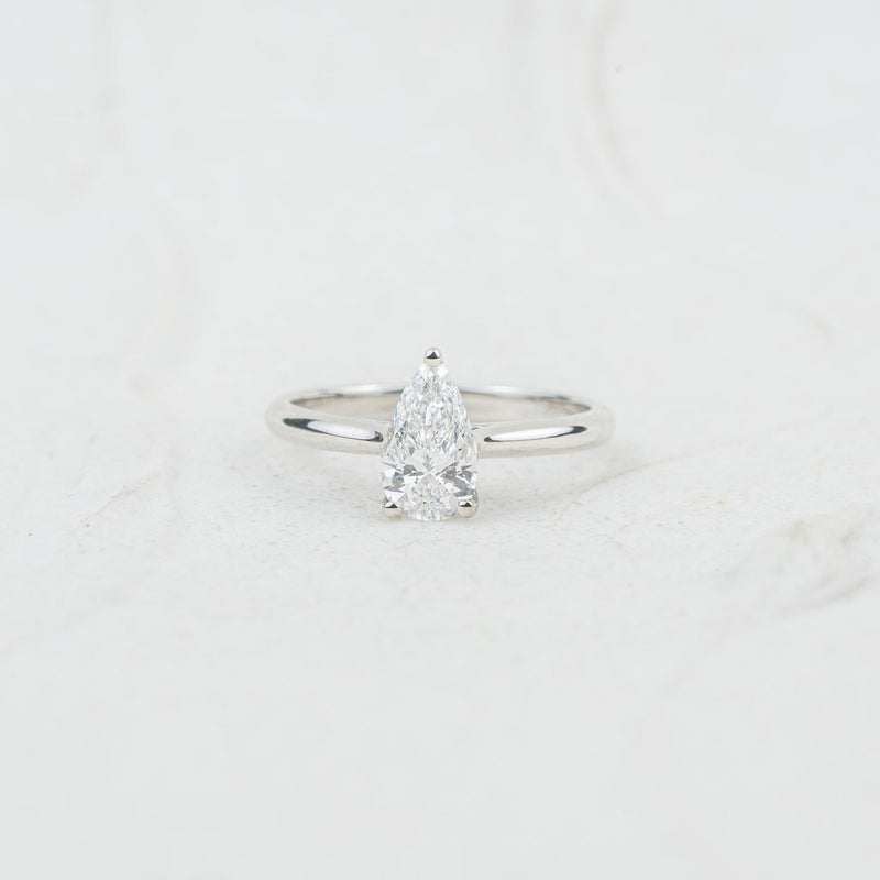 The Ali | Pear Cut Lab Diamond Dainty Solitaire Engagement Ring