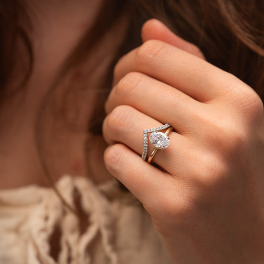 The Lucie Ring | Lab Diamond Pavé Chevron Stacking Band