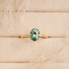 The Alice Ring | Seafoam Green Oval Moissanite Four Claw Solitaire