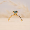 The Alice Ring | Seafoam Green Oval Moissanite Four Claw Solitaire