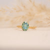 The Alice Ring | Seafoam Green Oval Moissanite Four Claw Solitaire