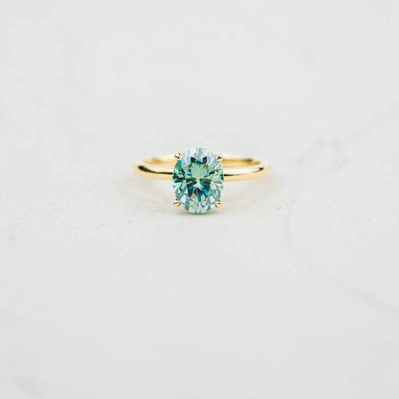 The Alice - Coloured Diamond | Oval Cut Diamond Four Claw Solitaire Engagement Ring