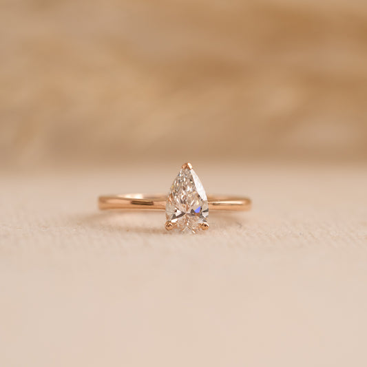 The Ali Ring | Pear Lab Diamond Dainty Engagement Solitaire