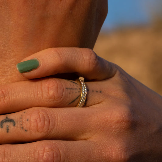 The Amity Ring | 0.42ct VVS1 D-E Double Row 18k Gold Wedding Band