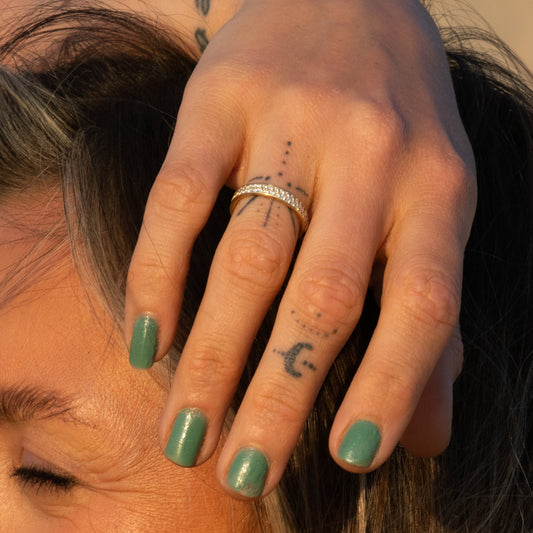 The Amity Ring | 0.42ct VVS1 D-E Double Row 18k Gold Wedding Band