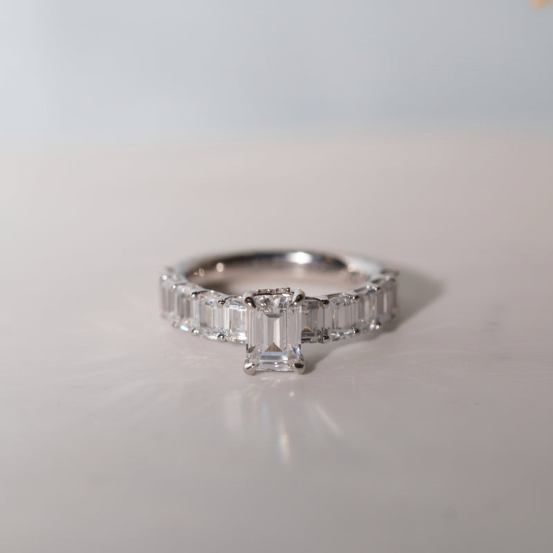 Angelika by ethica diamonds. Art deco inspired emerald cut engagement ring