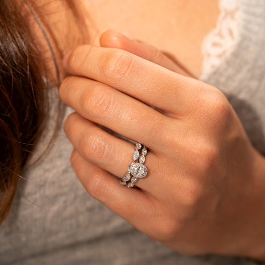 The Anwen Ring | Marquise Lab Diamond Milgrain Stacking Band