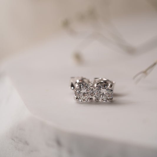 The Aria Earrings | 1.52ct D VVS2 Round Lab Diamond Twist Four Claw Solitaire 18k Gold