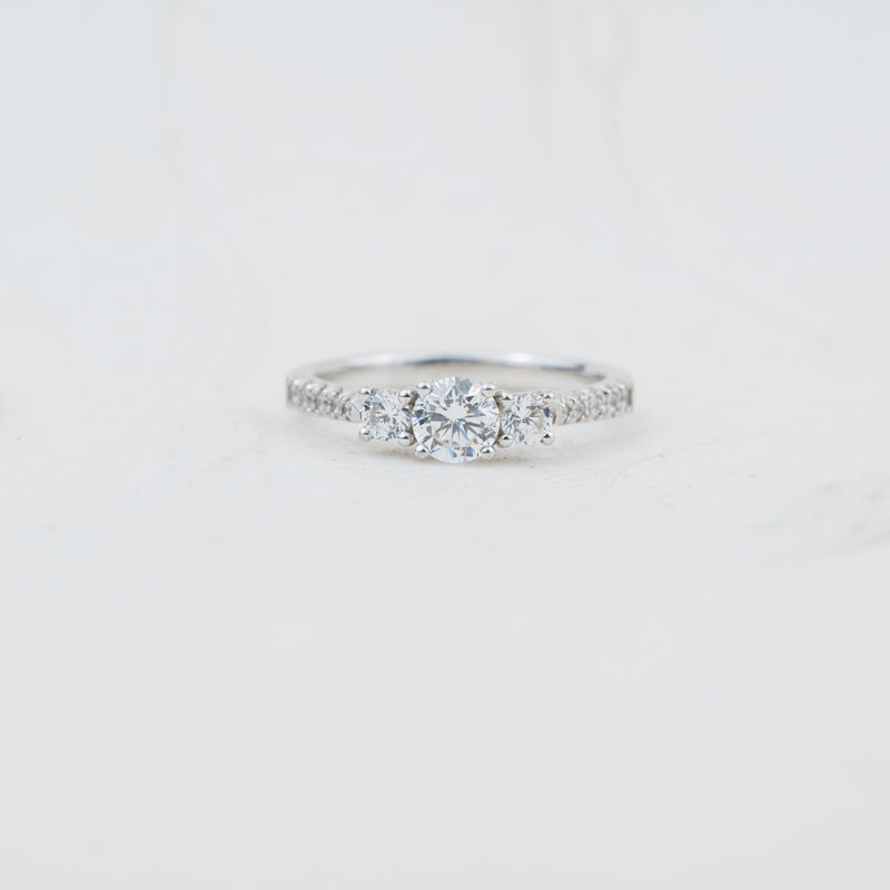 The Beatrix | Round Lab Diamond Shoulder Set Accented Trilogy Engagement Ring