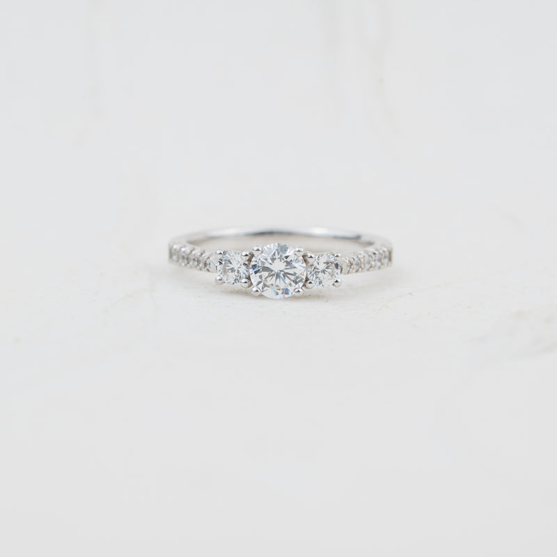 The Beatrix | Round Lab Diamond Shoulder Set Accented Trilogy Engagement Ring