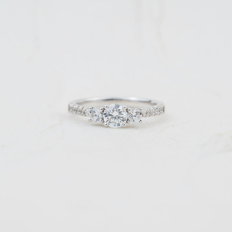 The Beatrix | Round Lab Diamond Shoulder Set Accented Trilogy Engagement Ring