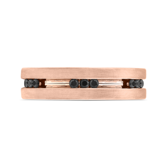 The Pieter Ring | Black Lab Diamond Round Brilliant Textured Channel Set Band