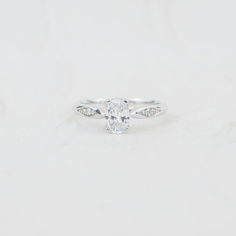 The Celia | Oval Cut Lab Diamond Accented Solitaire Engagement Ring