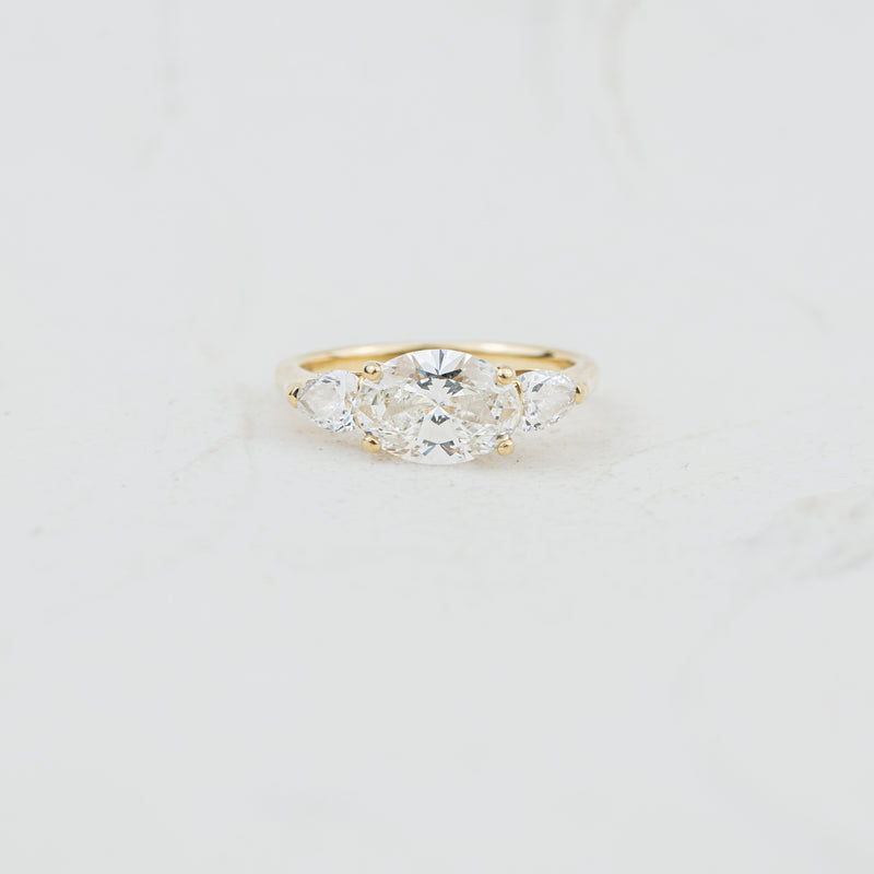 The Claire | Oval & Pear Cut Lab Diamond East West Trilogy Engagement Ring