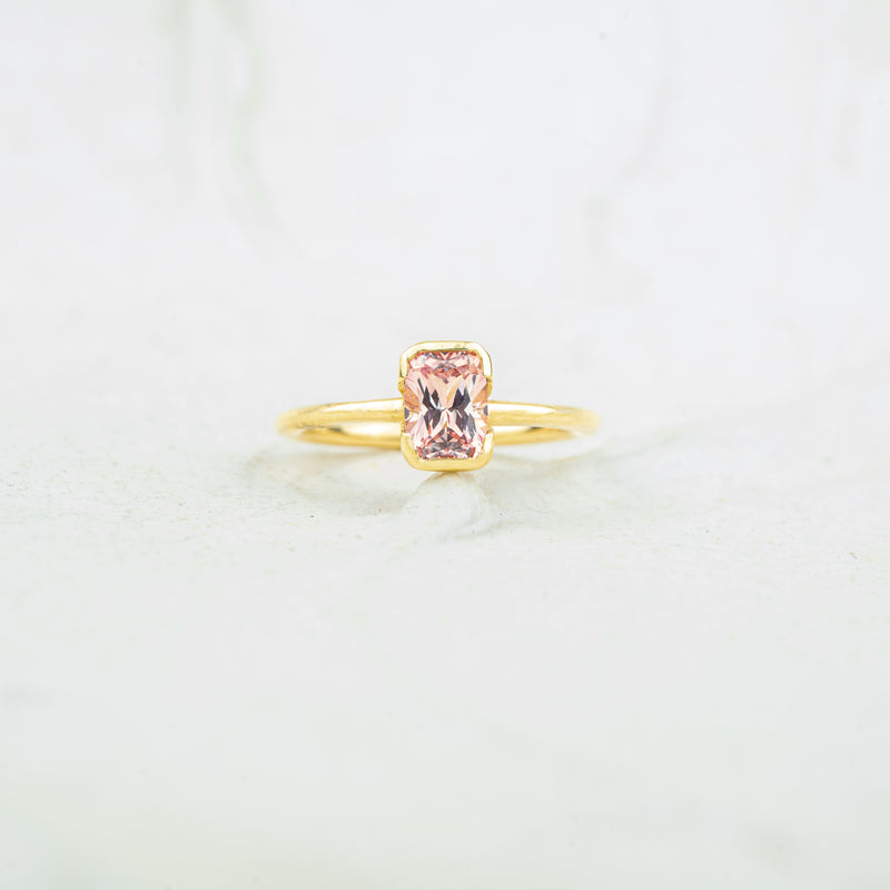 The Danae - Coloured Diamond | Cushion Cut Lab Diamond Half Bezel Solitaire Engagement Ring