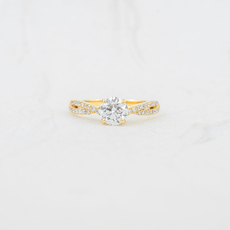 The Delphi | Round Lab Diamond Twisted Shank Shoulder Set Engagement Ring