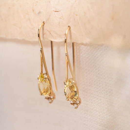 The Demelza Earrings | VS1 D-E Lab Diamonds. Ethical Gemstones. 100% Recycled 9k Gold Drop