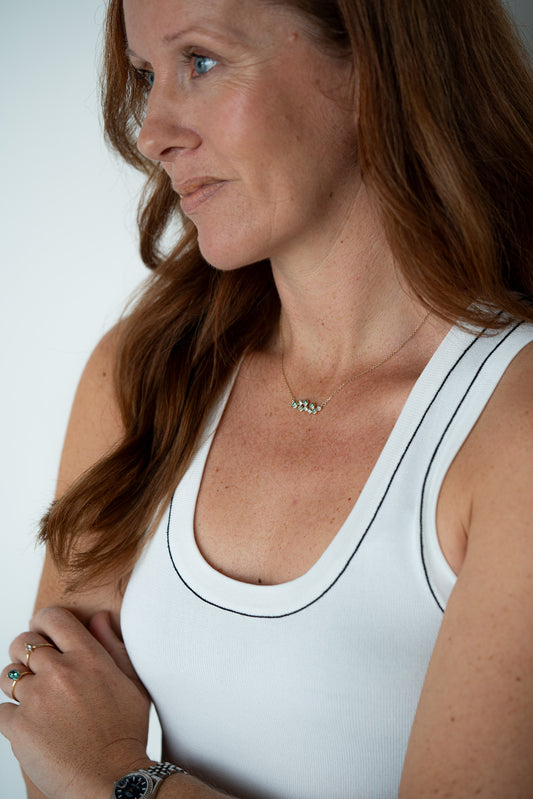 The Lily Necklace | Lab Diamond and Seafoam-Coloured Moissanite in 9k Gold