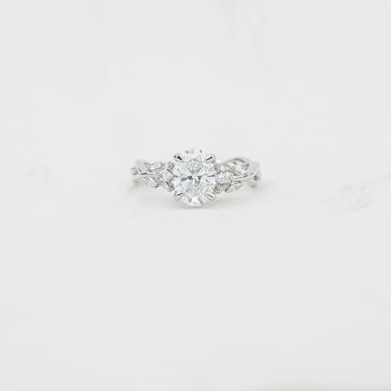 The Eesha | Oval Cut Lab Diamond Accented Twisted Solitaire Engagement Ring