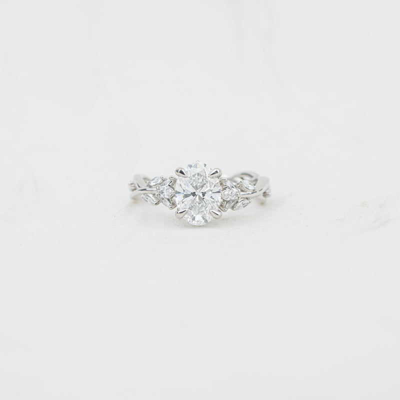 The Eesha | Oval Cut Lab Diamond Accented Twisted Solitaire Engagement Ring
