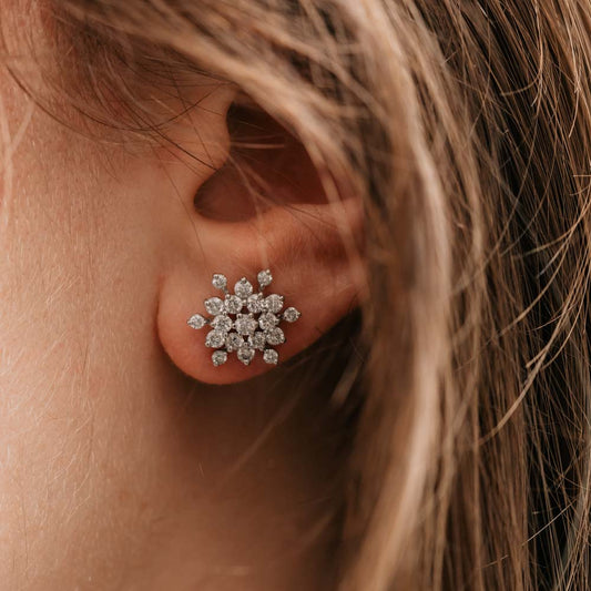 The Elsa Earrings | Lab Diamond Snowflake Cluster Round Studs
