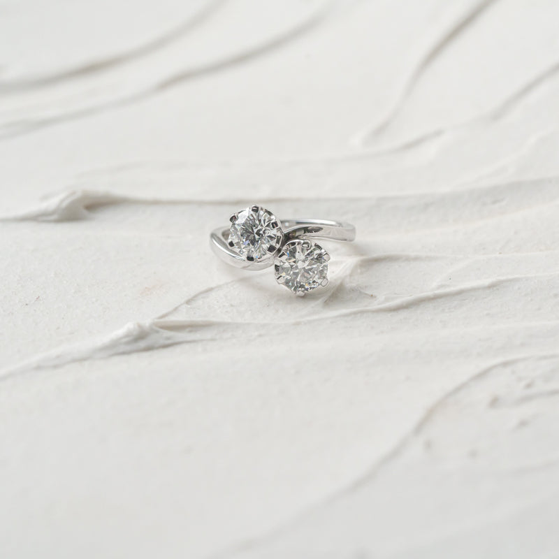 The Elysia | Round Lab Diamond Toi Et Moi Wave Vintage Engagement Ring