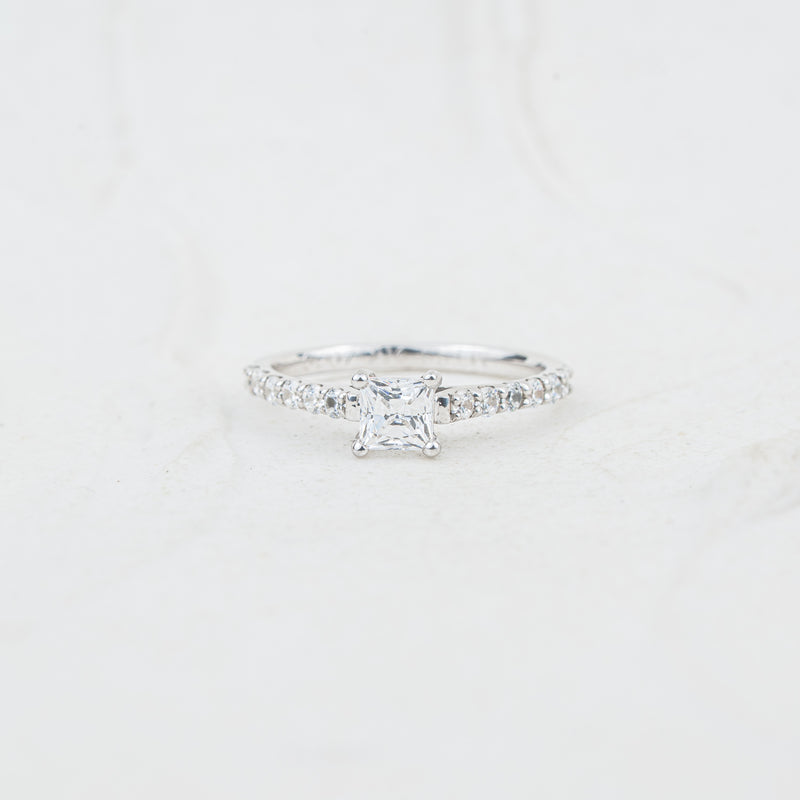 The Estella | Princess Cut Lab Diamond Shoulder Set Engagement Ring