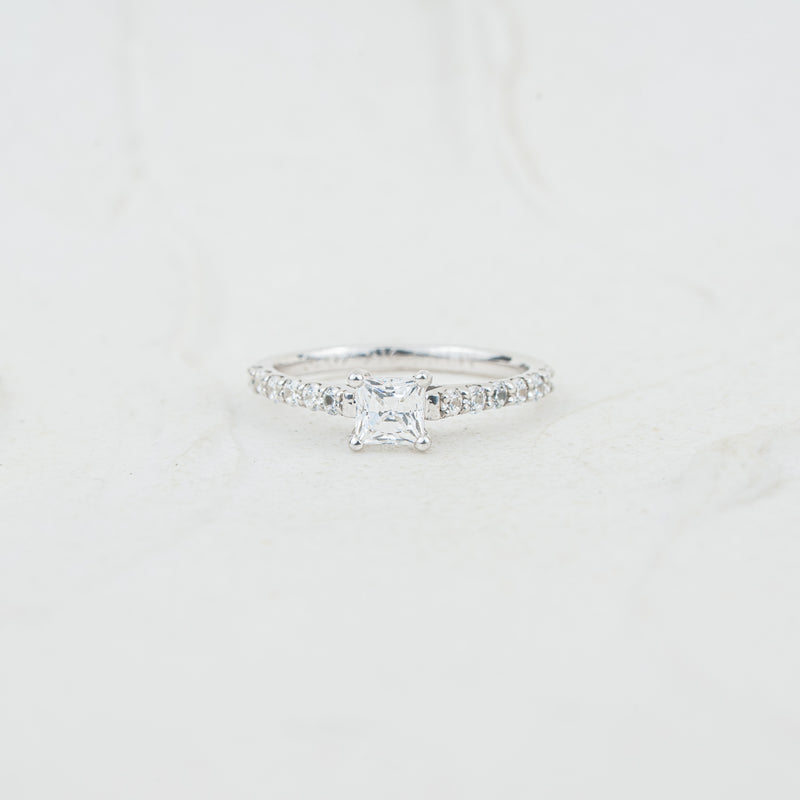 The Estella | Princess Cut Lab Diamond Shoulder Set Engagement Ring
