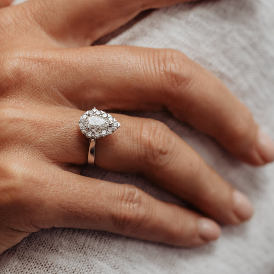 The Hala Ring | Lab Diamond Pear Cut Engagement Halo