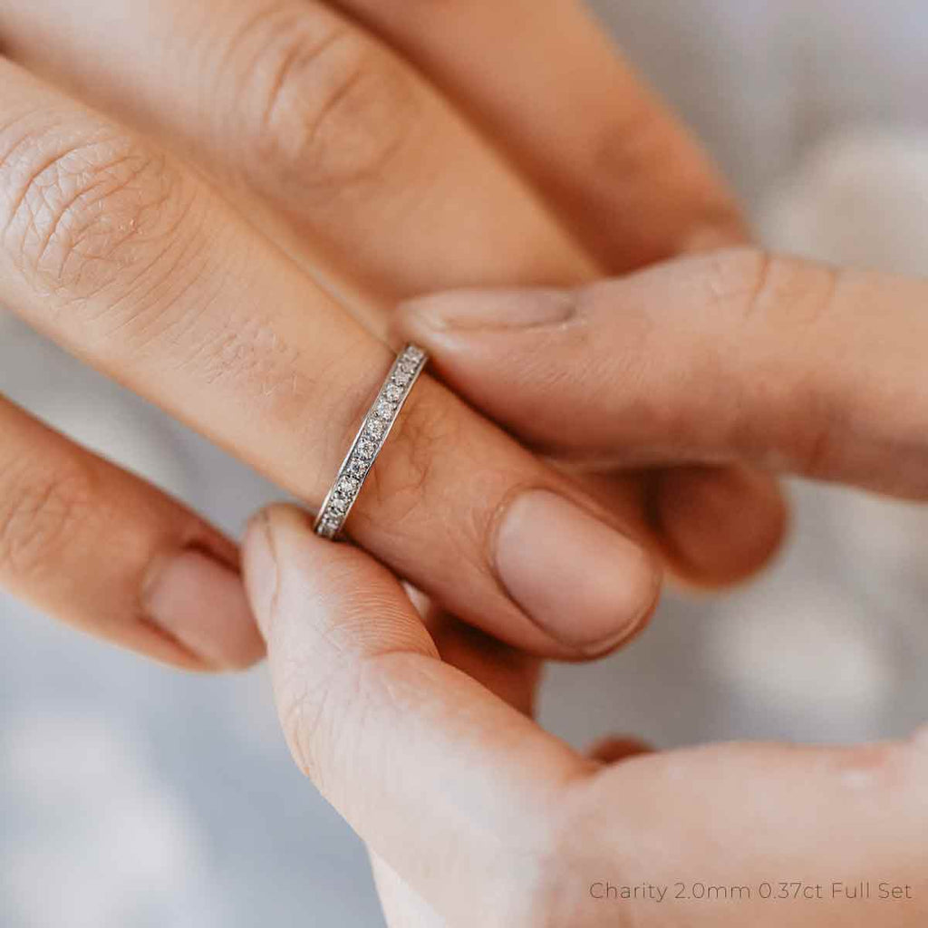 The Charity Ring | 0.37ct D-E VVS1 Grain Set 950 Platinum Wedding Band