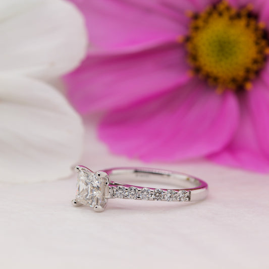 The Estella Ring | Lab Diamond Princess Shoulder Set Engagement