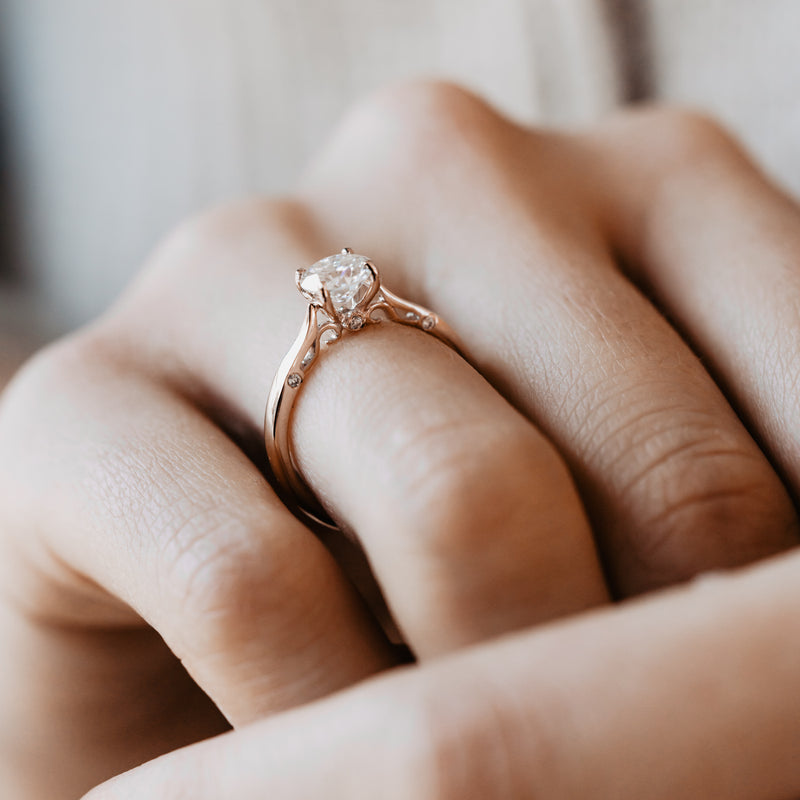 Evangeline Ring by Ethica Diamonds with round lab diamond solitaire