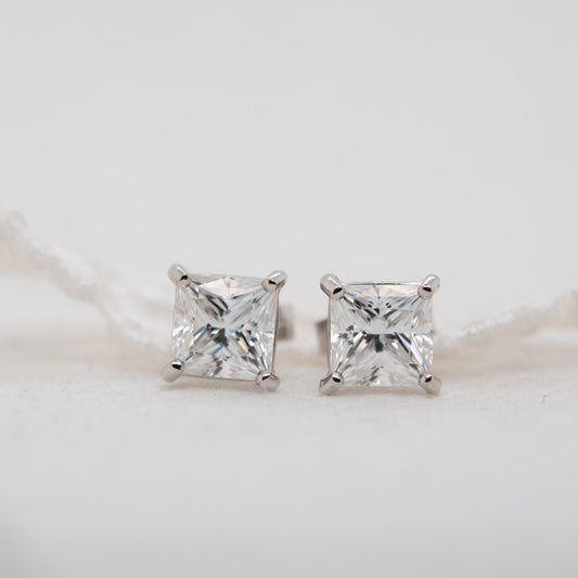 The Mei Earrings | Princess Lab Diamond Bezel Solitaire Studs