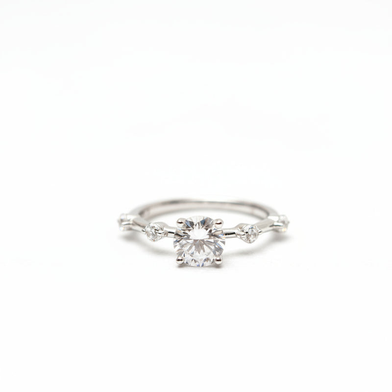 The Puro | Round Lab Diamond Station Accented Engagement Ring