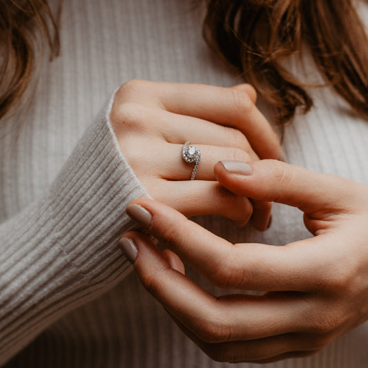 The Sierra Ring | Lab Diamond Shoulder Set Statement Engagement Halo