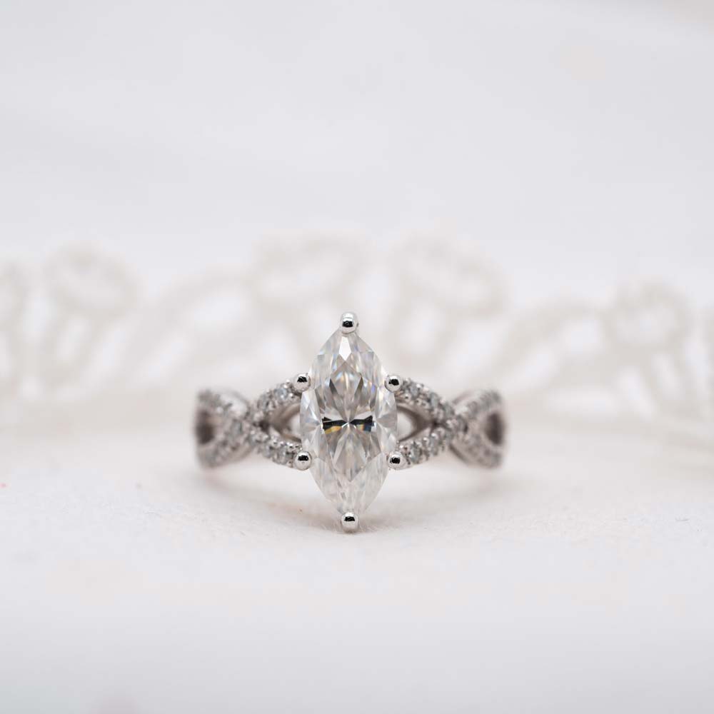 The Zelmera Ring | 2.35ct D-E VVS1 Marquise Cut Shoulder Set Engagement 950 Platinum