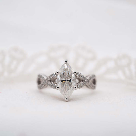 The Zelmera Ring | 2.35ct D-E VVS1 Marquise Cut Shoulder Set Engagement 950 Platinum