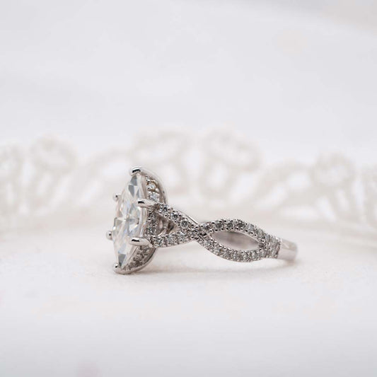 The Zelmera Ring | 2.35ct D-E VVS1 Marquise Cut Shoulder Set Engagement 950 Platinum