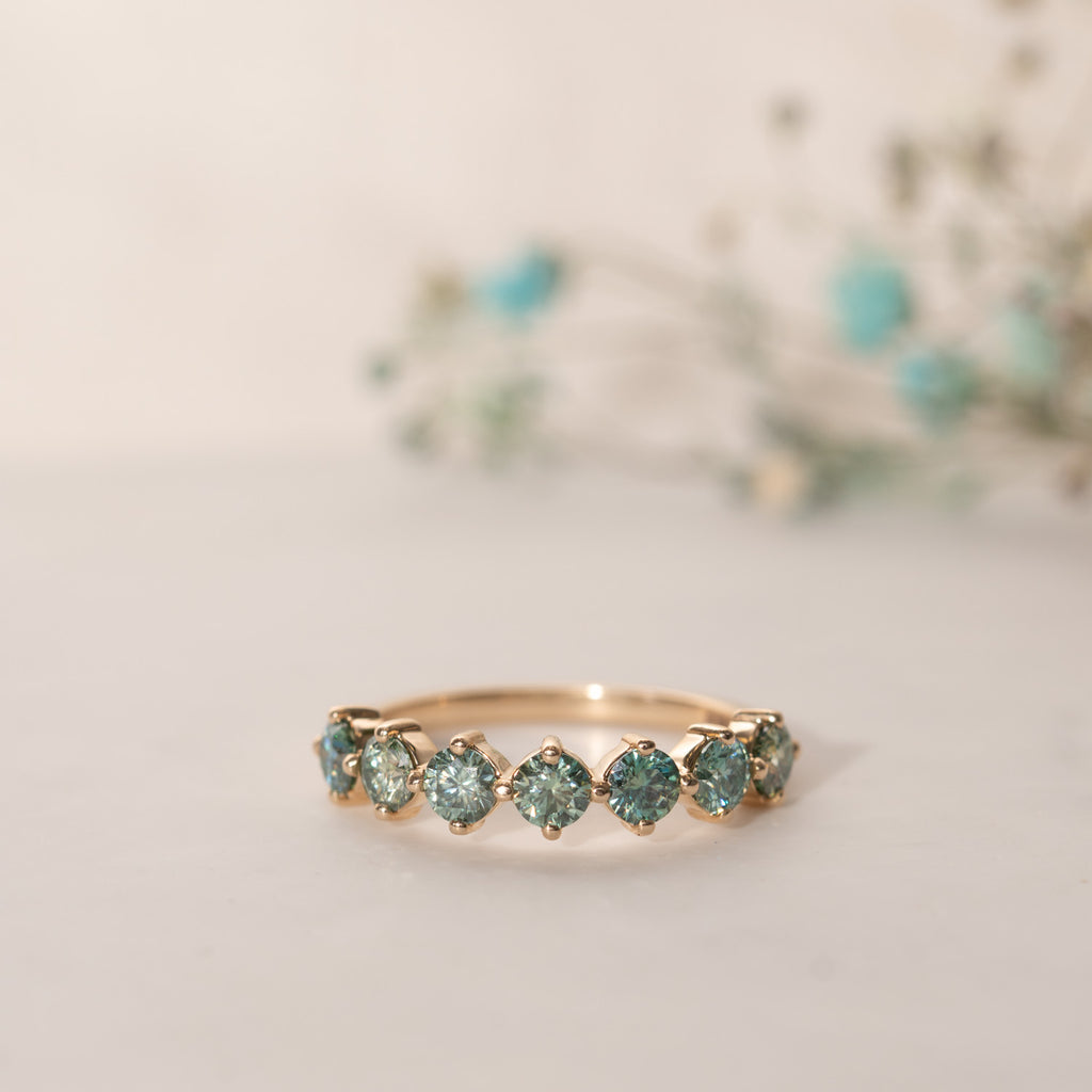 The Jamila Ring | 1.05ct Seafoam Green Moissanite Anniversary Band