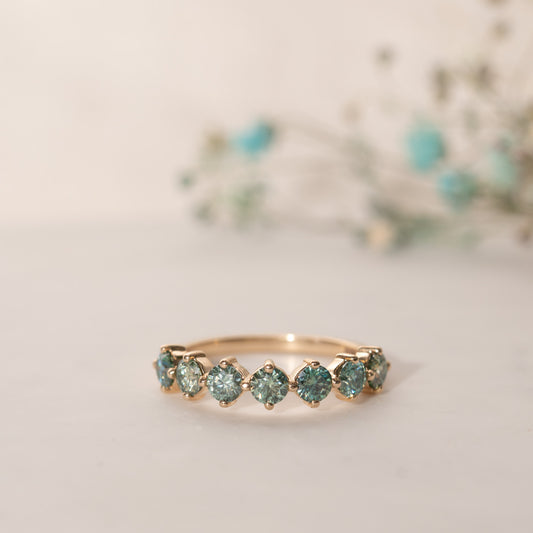 The Jamila Ring | 1.05ct Seafoam Green Moissanite Anniversary Band