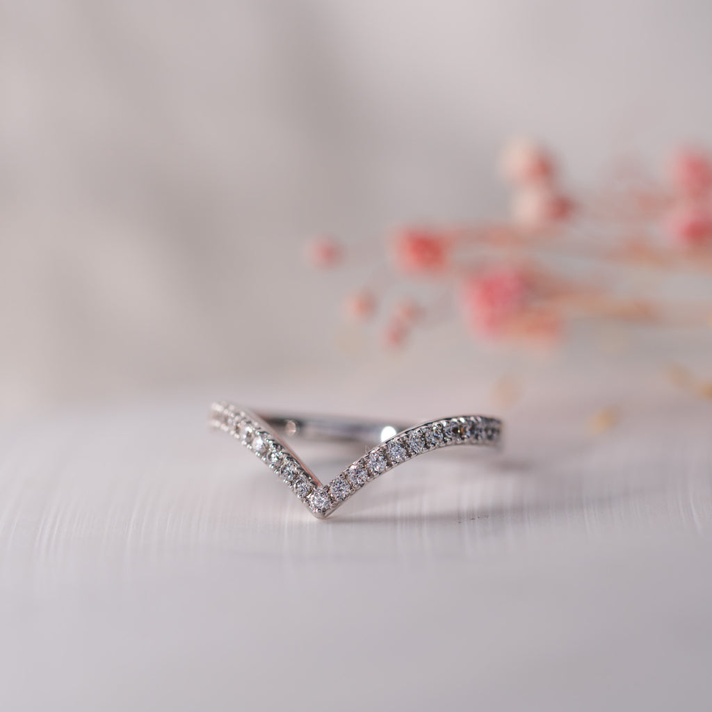 The Lucie Ring | Lab Diamond Pavé Chevron Stacking Band