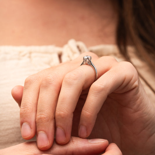 The Lucille Ring | Round Lab Diamond Floral Petal Engagement Solitaire