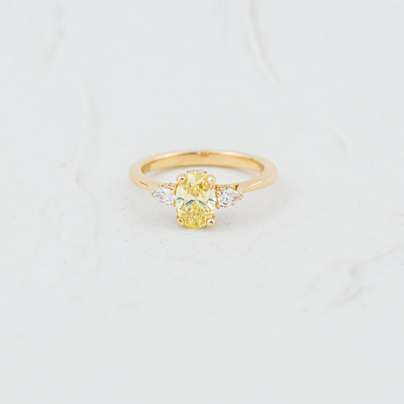 The Marina - Coloured Diamond | Oval & Pear Cut Lab Diamond Trilogy Engagement Ring