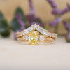 The Marina Ring | 1.13ct Oval & Pear Fancy Yellow Lab Diamond Engagement Trilogy