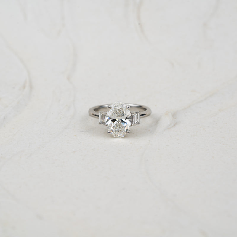 The Marni | Oval Lab Diamond Accented Art Deco Engagement Ring