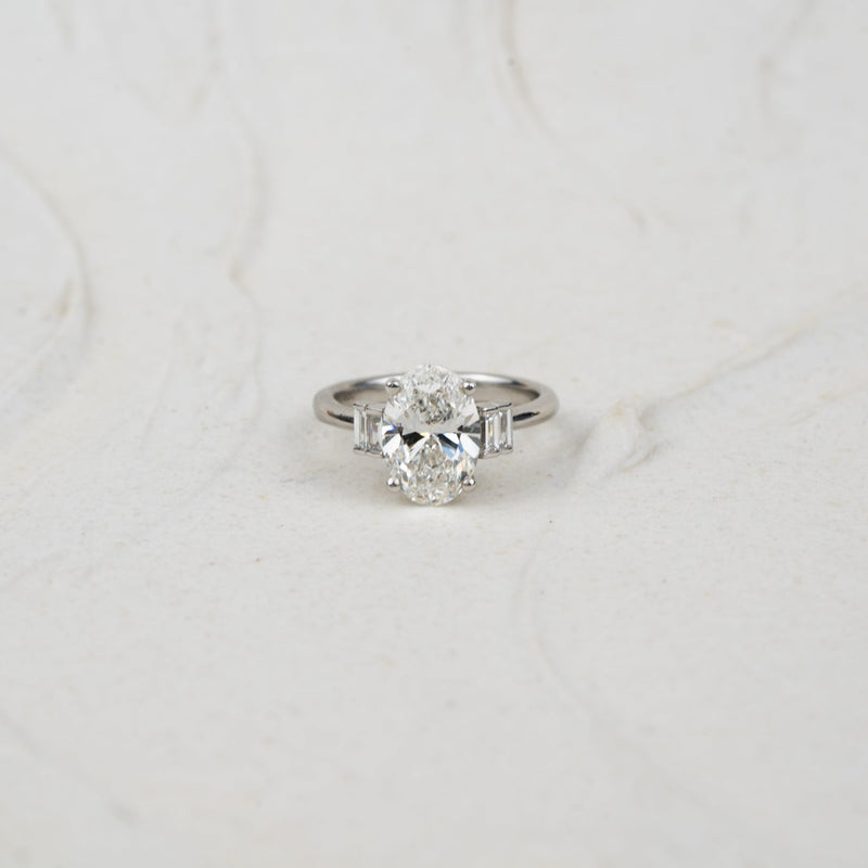 The Marni | Oval Lab Diamond Accented Art Deco Engagement Ring