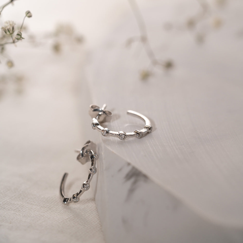 The Merouda Earrings | VS1 D-E Lab Diamonds. 100% Recycled 9k Gold Huggies